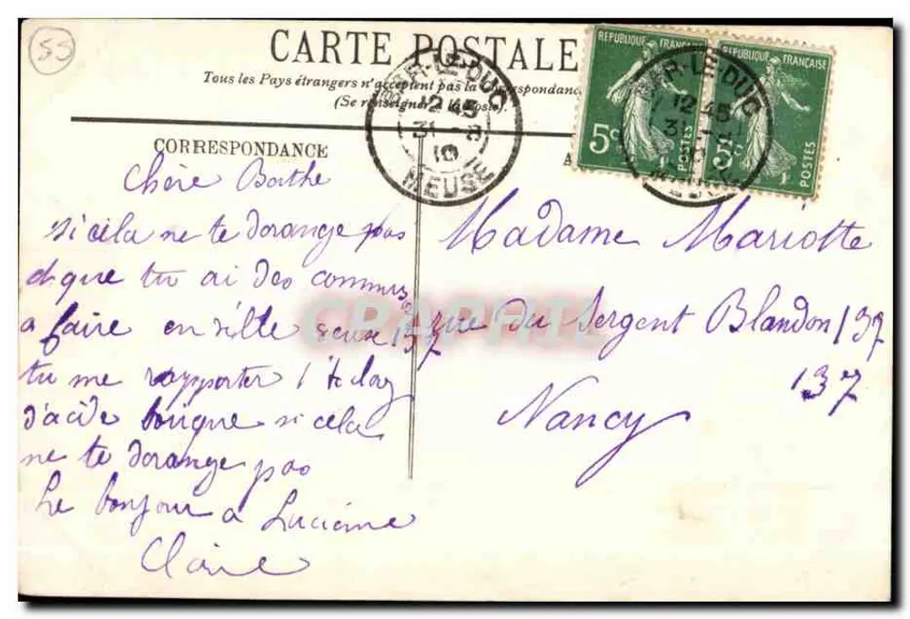 Bar-le-Duc — Der Ornain von der Brücke der Station aus gesehen — LL. - Rückseite