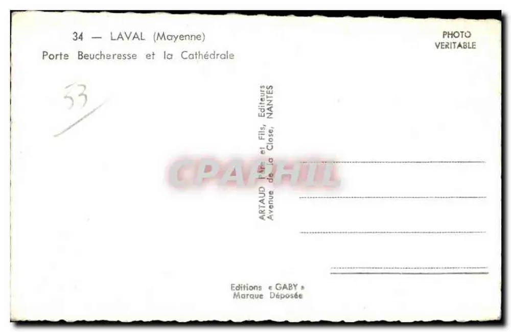 A porta Beucheresse e a catedral — La Vallée (Mayenne) — Edições Gaby - Verso