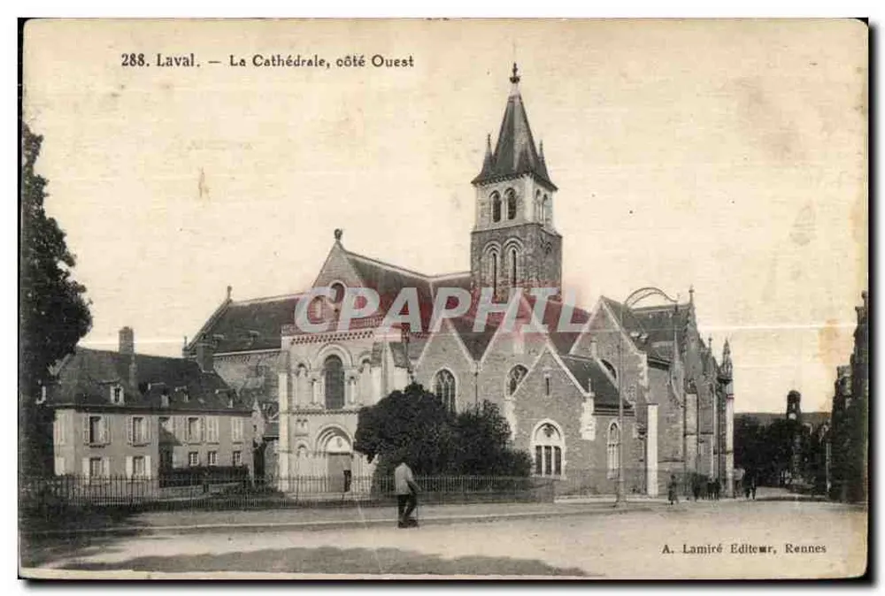 Laval — A Catedral, lado Oeste — A. Lamiré Editeur, Rennes - Frente