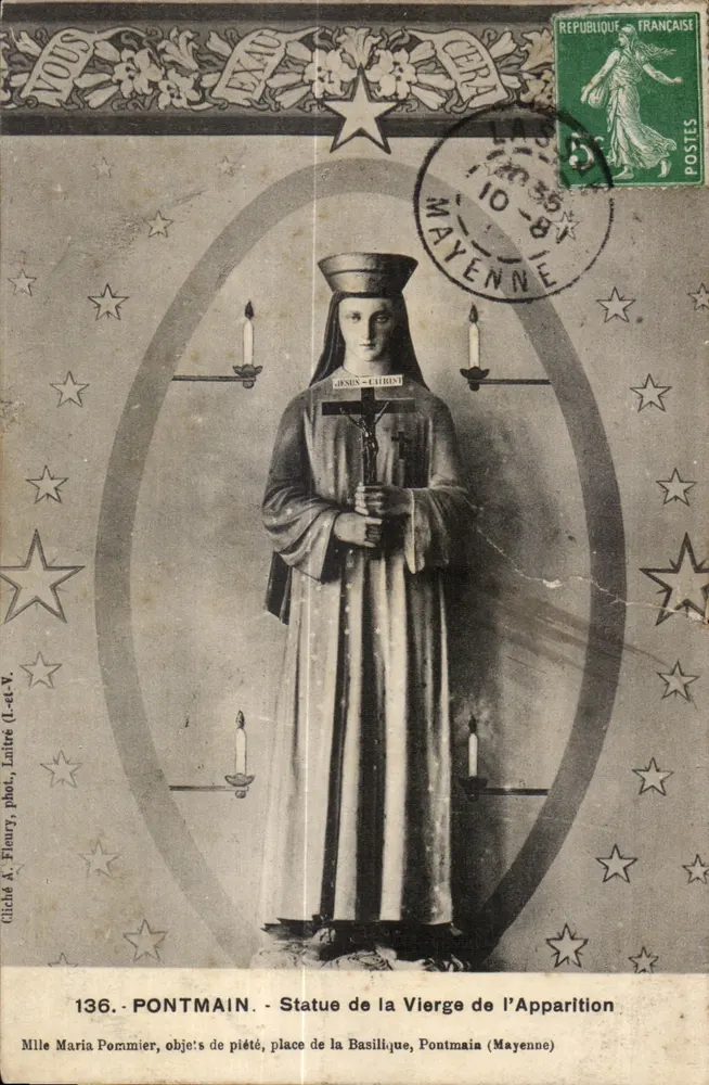 Statue de la Vierge de l'Apparition — Pontmain (Mayenne) — éditeur Mlle Maria Pommier, n°136 - Awers