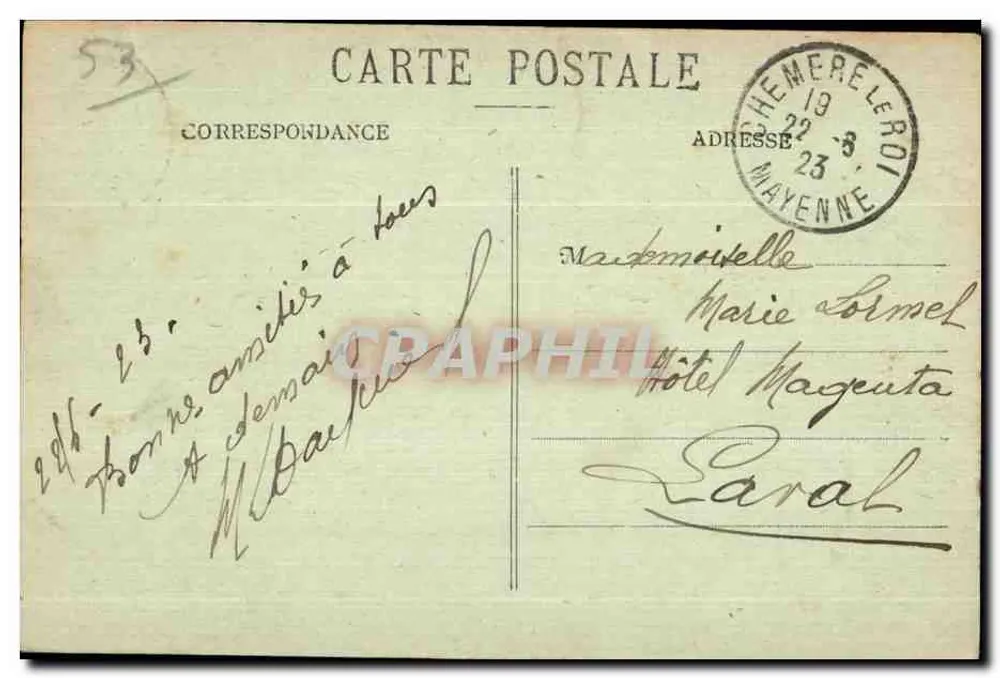 Saulges (Mayenne) — Ufer der Erve, am Moulin de Montguyon — Verlag: J. Malicot, Fotografie - Sablé-sur-Sarthe - Rückseite