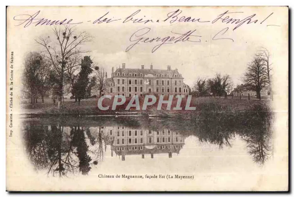 Castelo de Magnanne, fachada Leste (La Mayenne) — Imp. Coraître - Cliché de M. Le Comte de Sabran - Frente