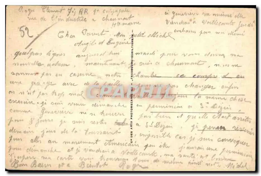 Chaumont — Paisagem em direção ao Viaduto — Bilhete postal antigo n°130 - Verso