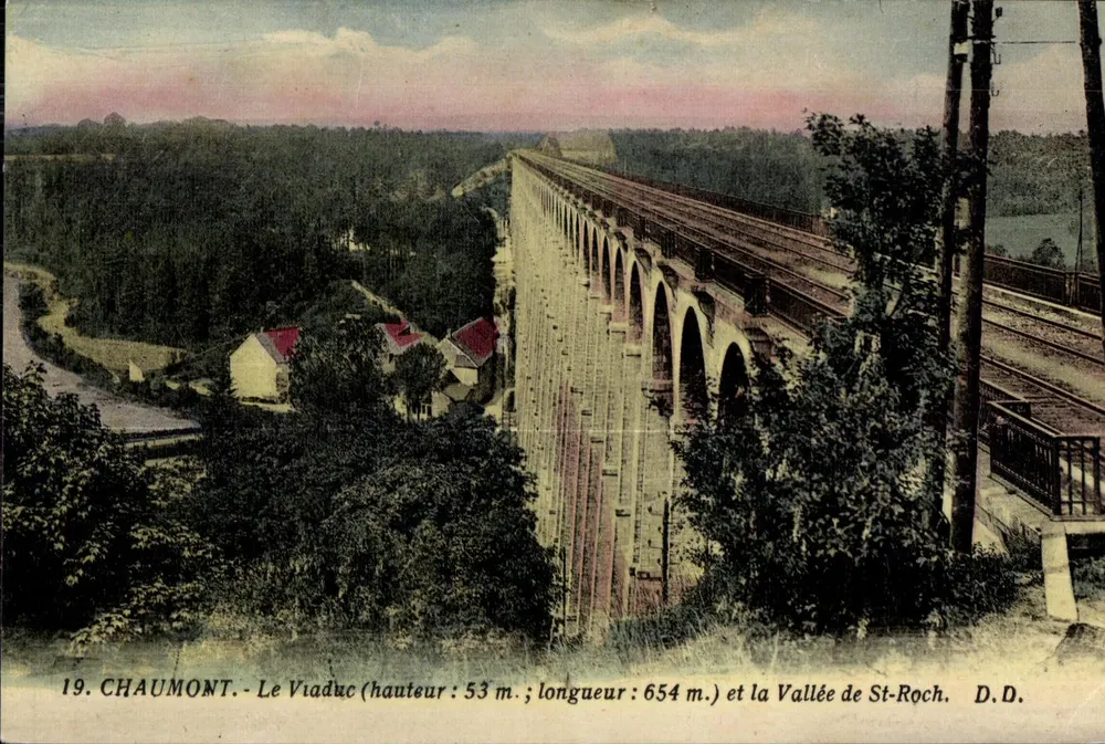 Chaumont — Der Viadukt (Höhe: 53 m. ; Länge: 654 m.) und die Schlucht von St-Roch — D.D. - Vorderseite