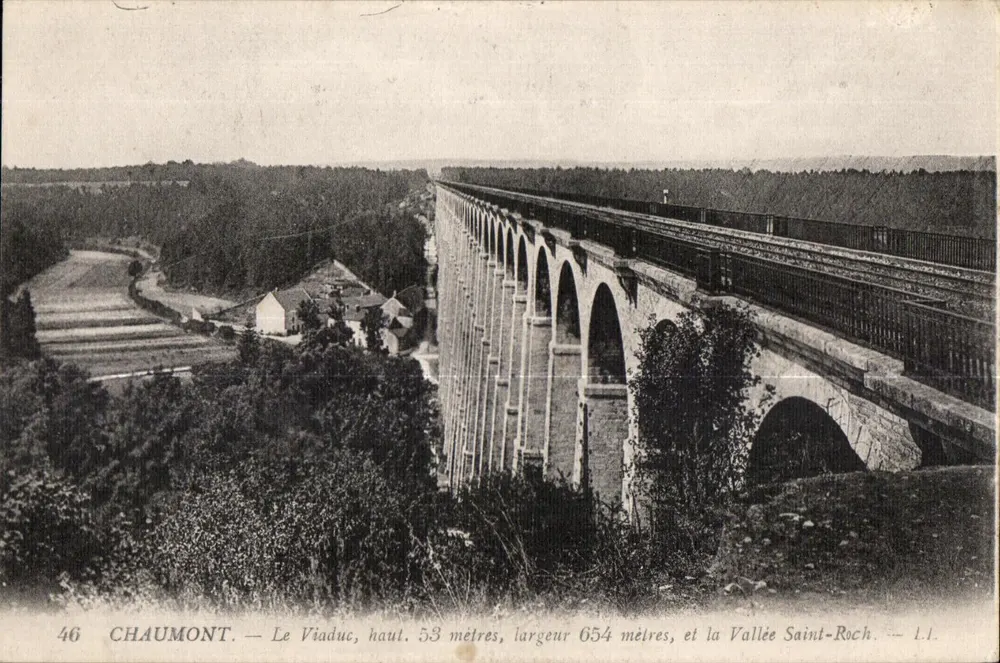 Chaumont — Most Viaduc, wysokość 53 metrów, szerokość 654 metrów, i Dolina Saint-Roch — L.I. - Awers