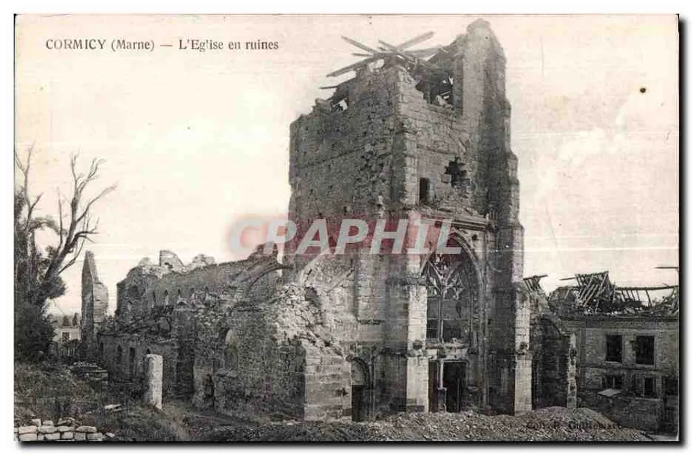 Cormicy (Marne) — Die Ruinen der Kirche — Verlag Giph, Nr. 54 - Vorderseite