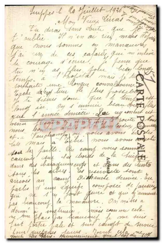 Camp de Tahure — Die Ufer der Sulppe im Park von Nantivet — A. Schwelcher, Beprod, interd. - Rückseite