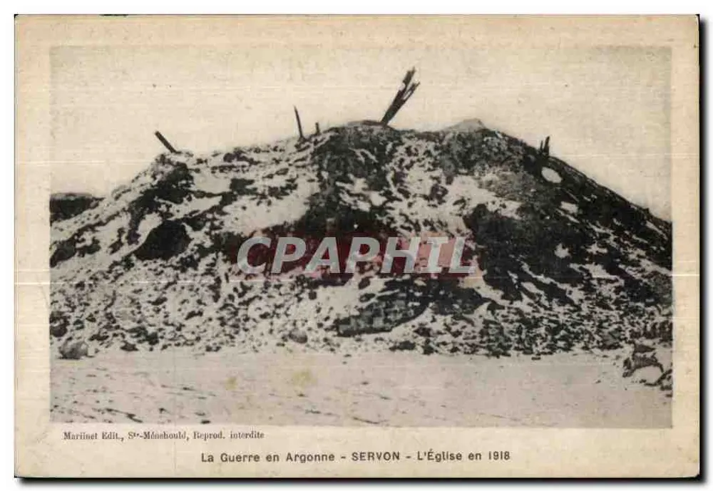 Die Kirche in der Argonne — SERVON — Die Kirche 1918 — Marinet Edit., St-Ménèbould - Vorderseite