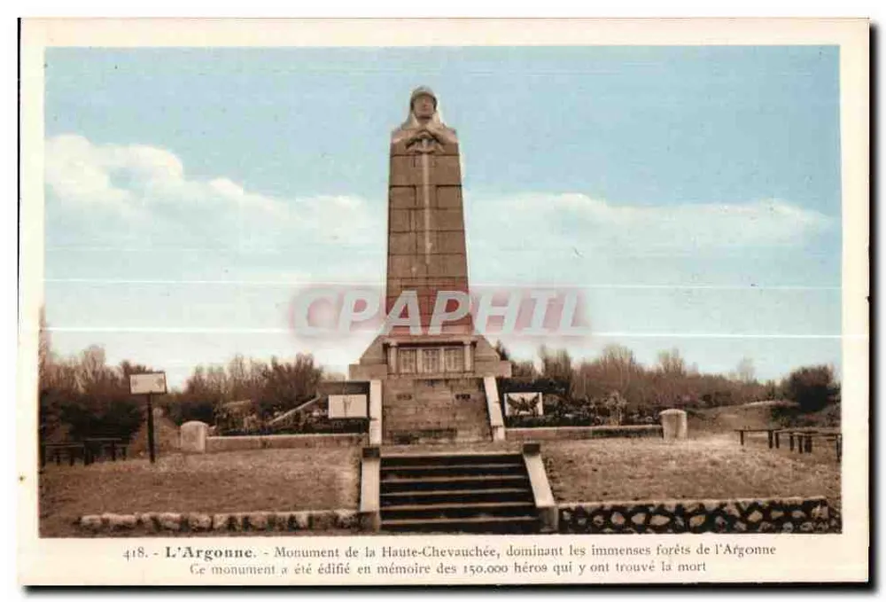 Die Argonne - Denkmal der Hochreiterei - Verlag Jacques Fréville, Reims - Vorderseite