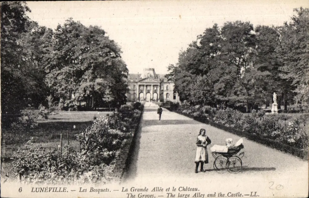 Lunéville — Die Bosquets — Die Große Allee und das Schloss — LL - Vorderseite