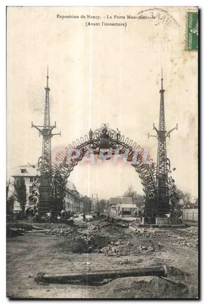 Exposição de Nancy - A Porta Monumental (Antes da abertura) — Reunião, Nancy — Impressor anônimo - Frente