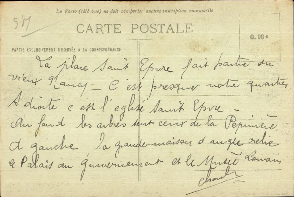 Place Saint-Epvre — detalhe da cidade de Nancy — carta postal - Frente