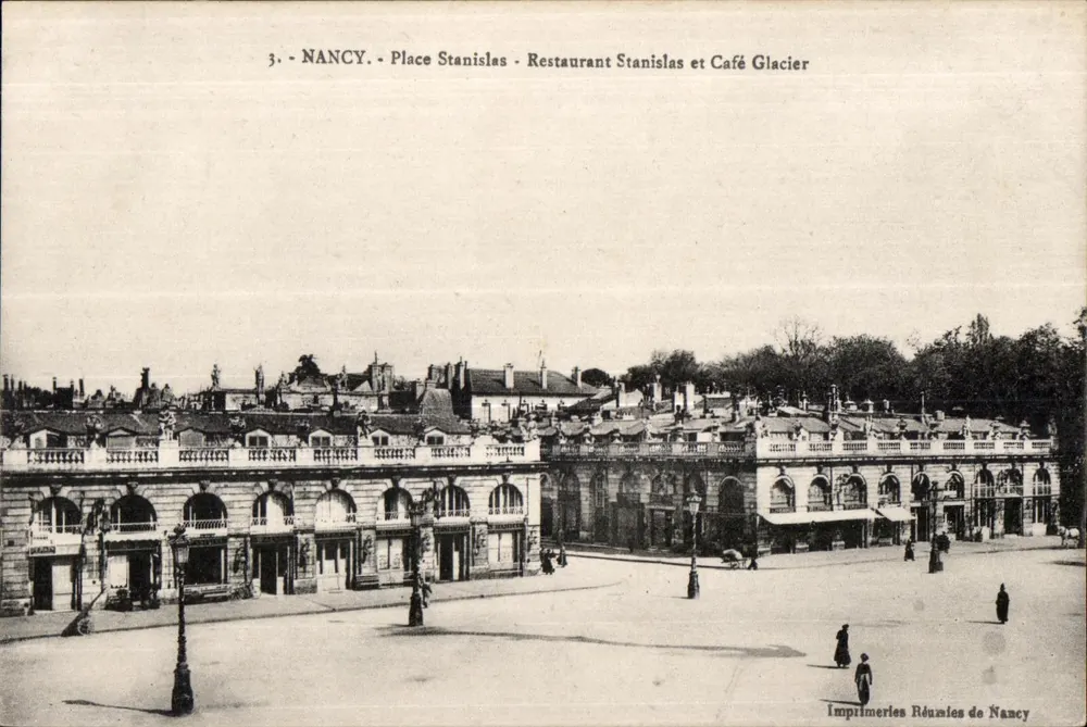 NANCY - Place Stanislas - Restaurant Stanislas e Café Glaciers - Imprimeries Réunies de Nancy - Frente