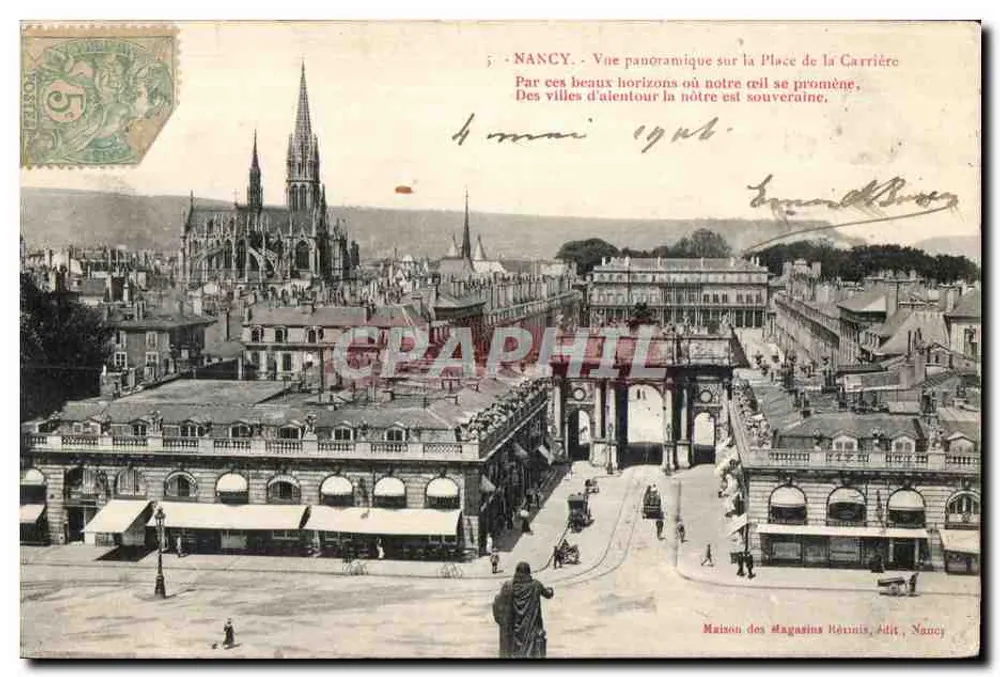 NANCY - Panoramablick auf die Place de la Carrière — Maison des Magasins Réunis, Verlag, Nancy - Vorderseite