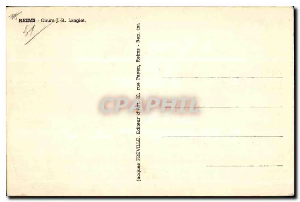 Reims — Cours J.-B. Langiet — editor Jacques Frévillie - Verso