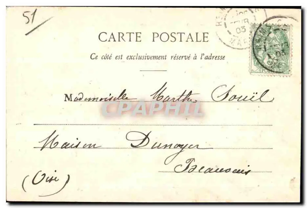 Reims — Estátua de Drouet d'Erlon — editor Luvy, n°51 - Verso