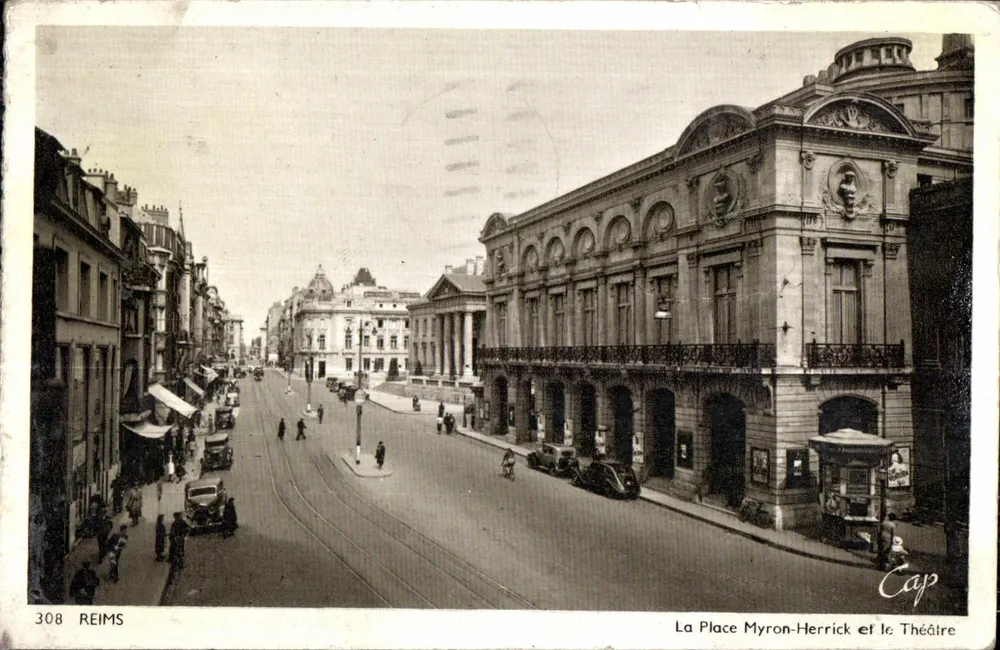 Reims — Place Myron-Herrick und das Theater — Ausgabe Reims-Cathédrale, n° 308 - Vorderseite
