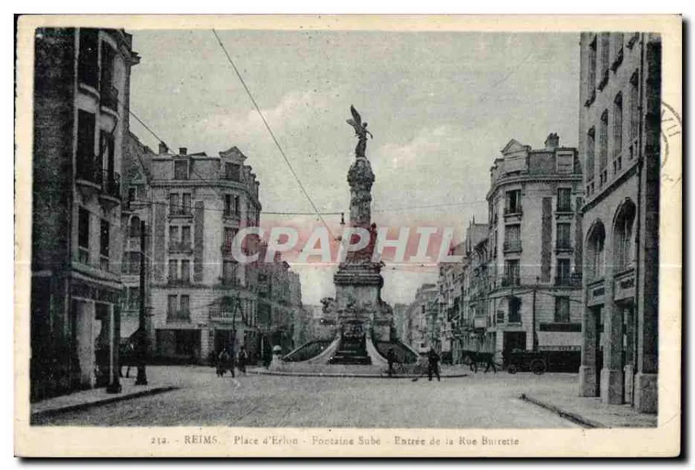 Reims - Place d'Erlon - Fontaine Subé - Eingang zur Rue Buirrette - Vorderseite