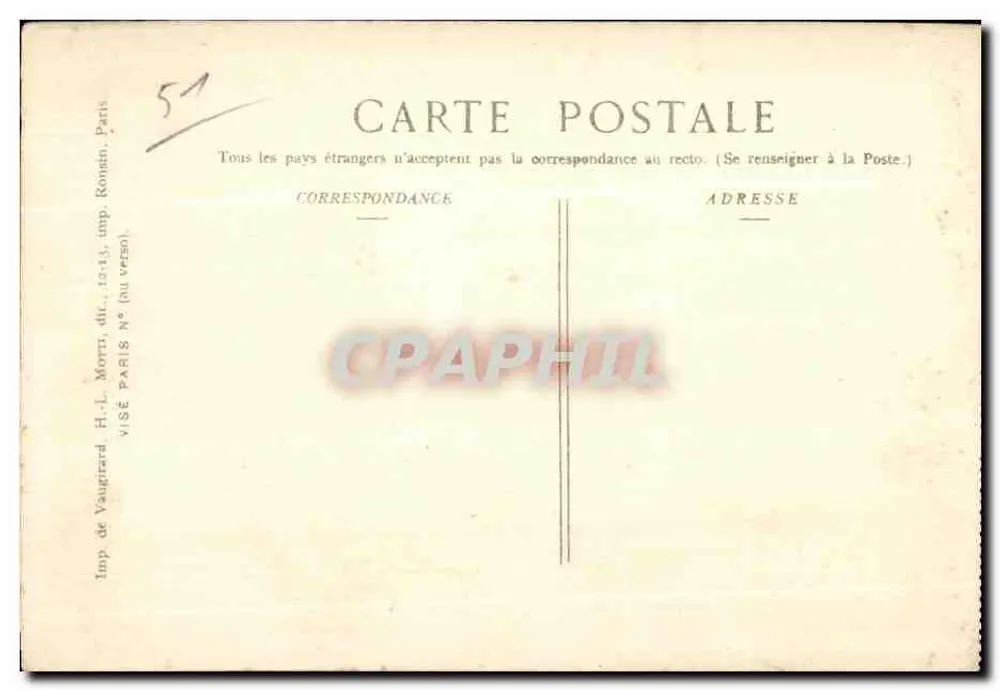 Reims — Incêndio da Catedral — Ed. Pays de France, n° 109 - Verso