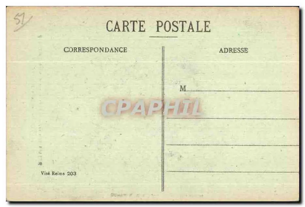 Reims — Straße Courcelles (Clairmarais) nach Bombenangriffen 1914-1917 — Reproduktion G. Dubois, Reims - Rückseite