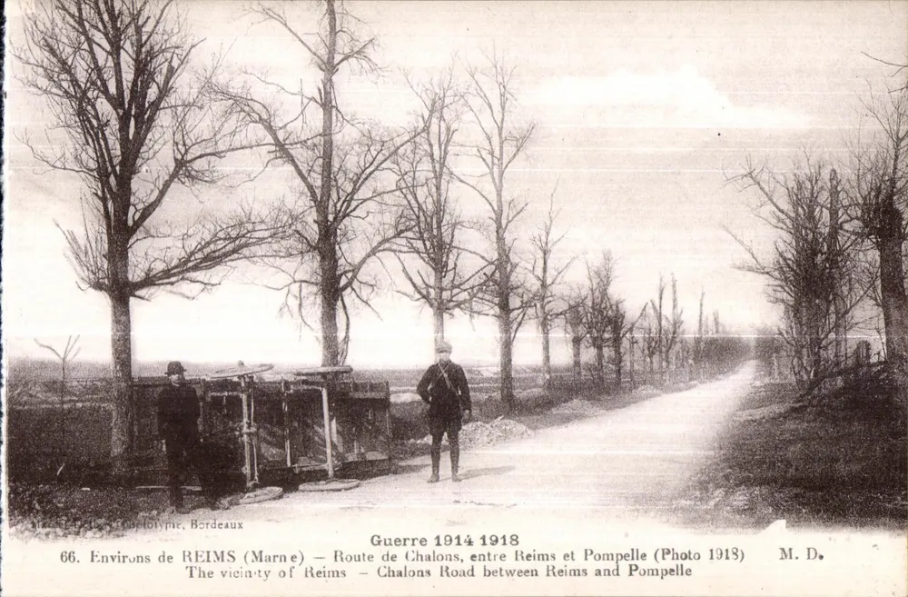 Umgebung von REIMS (Marne) — Route de Chalons zwischen Reims und Pompelle — M. D. — Foto 1913 - Vorderseite