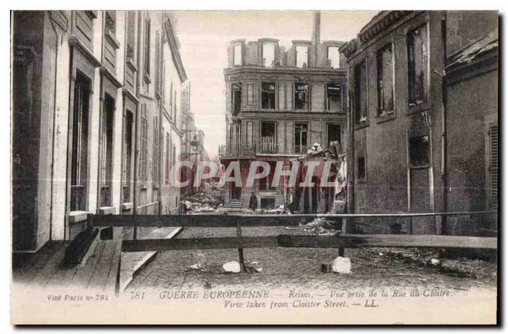 Reims — Ansicht vom Rue du Cloître — Europäischer Krieg - Vorderseite