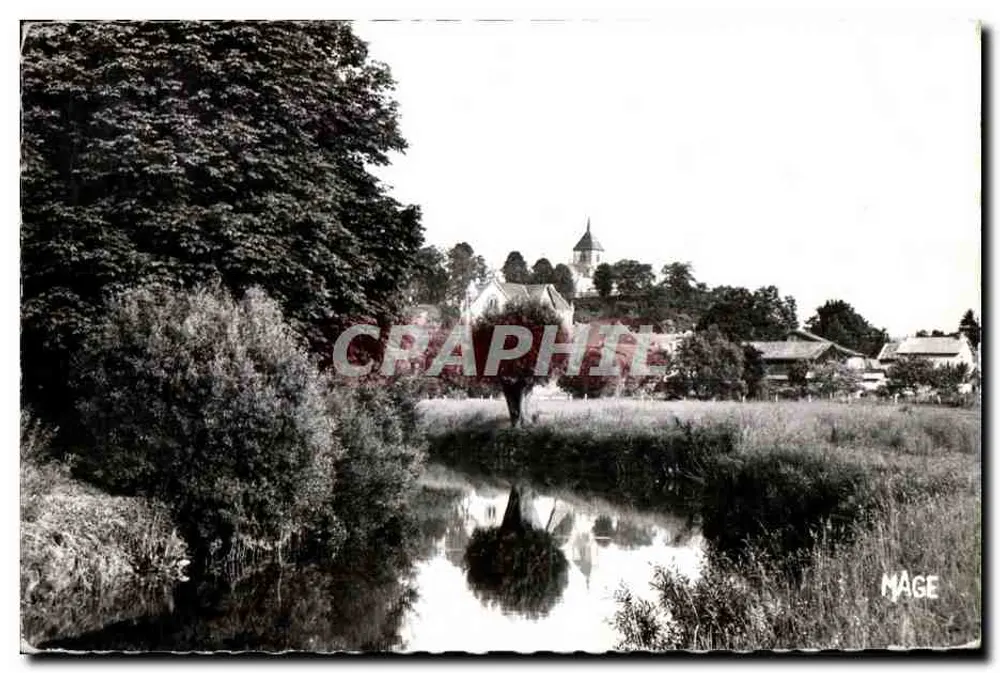 Kirche von Mage — Ansicht mit Teich und Bäumen — Verlag Mage - Vorderseite