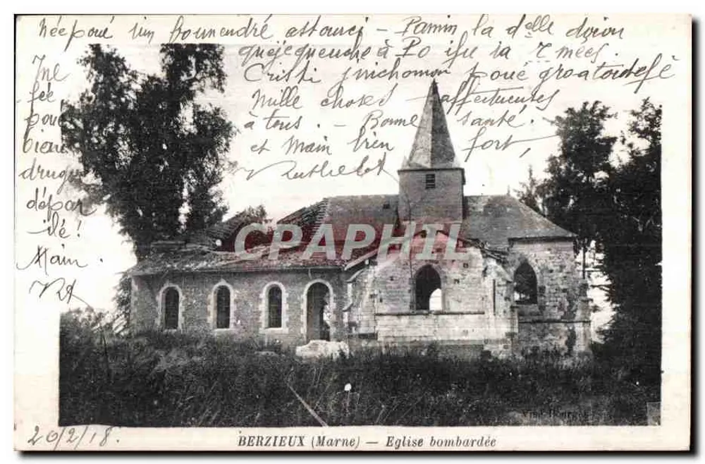 Berzieux (Marne) — Igreja bombardeada - Frente