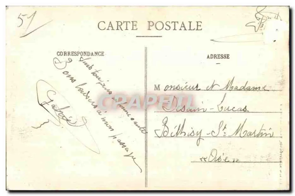 Mourmelon — Lager von Châlons — dekorierte Karte mit einem Schmetterling mit abgebildeten Flügeln — Militär-Buchhandlung Gatin, Mourmelon-le-Grand, n° 509 - Rückseite