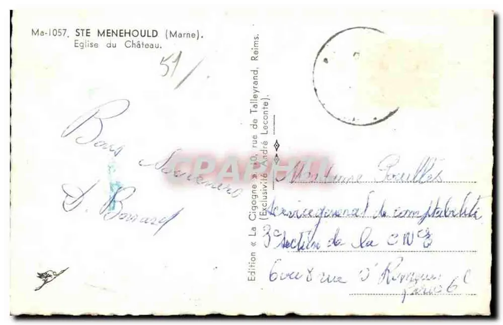 Igreja do Castelo — Ste Menehould (Marne) — La Cigogne - Verso