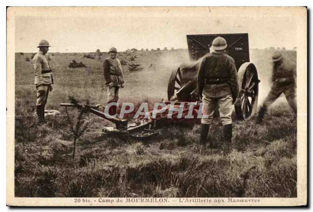 Camp de MOURMELON — Artillerie bei Manövern — 20 bis - Vorderseite