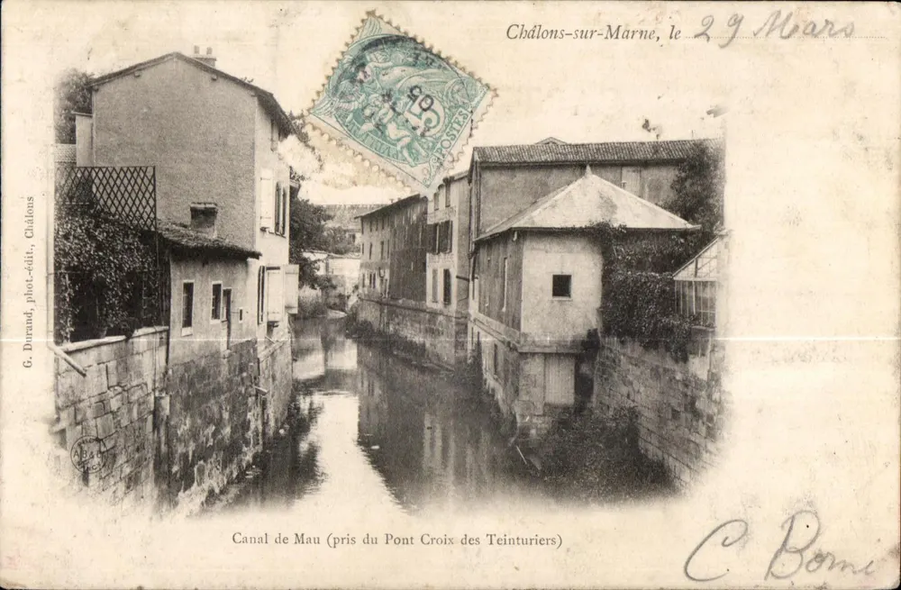 Canal de Mau (aufgenommen vom Pont Croix des Teinturiers) — Châlons-sur-Marne — G. Durand, Foto-Verlag, Châlons - Vorderseite