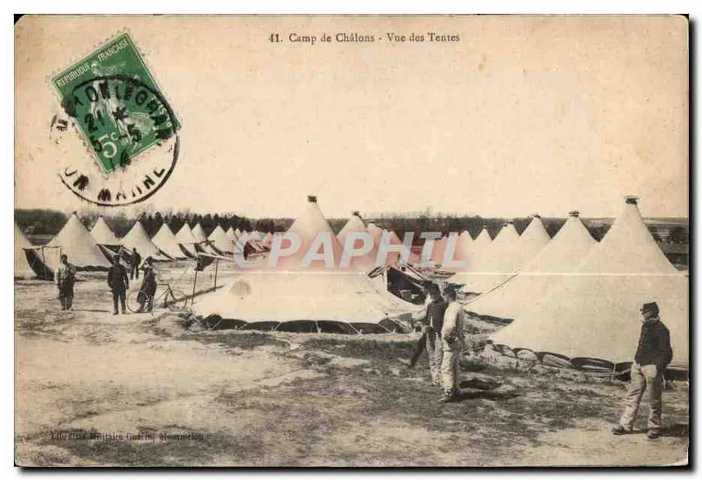 Campo de Châlons - Vista das Tendas — série 41, editor G. Dourmelon - Frente