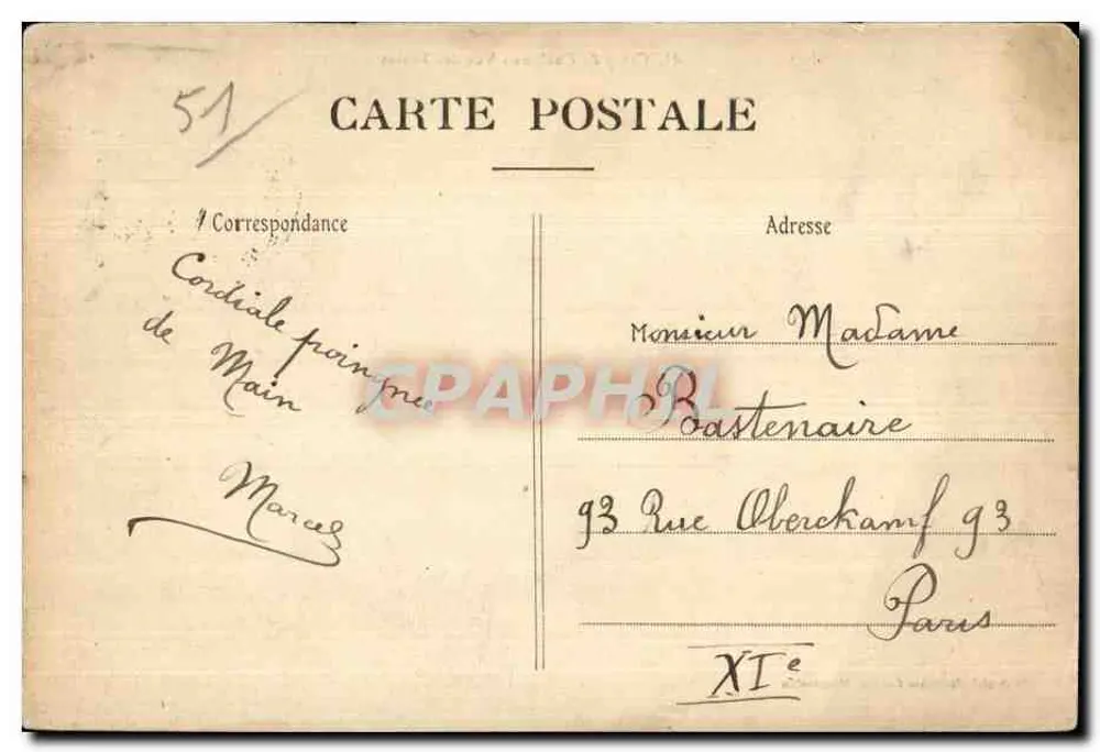Campo de Châlons - Vista das Tendas — série 41, editor G. Dourmelon - Verso