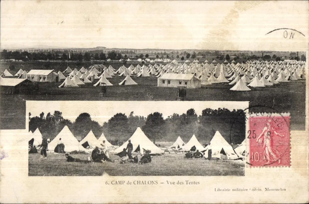 Camp de Chalons — Ansicht der Zelte — Militär-Buchhandlung Quérin, Mourmelon - Vorderseite