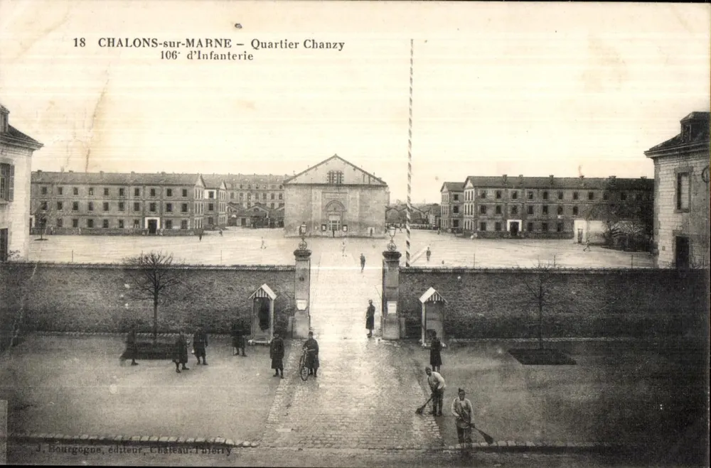 Châlons-sur-Marne — Quartier Chanzy — 106e d'Infanterie, éditeur J. Bourgogne, Château-Poberty - Frente