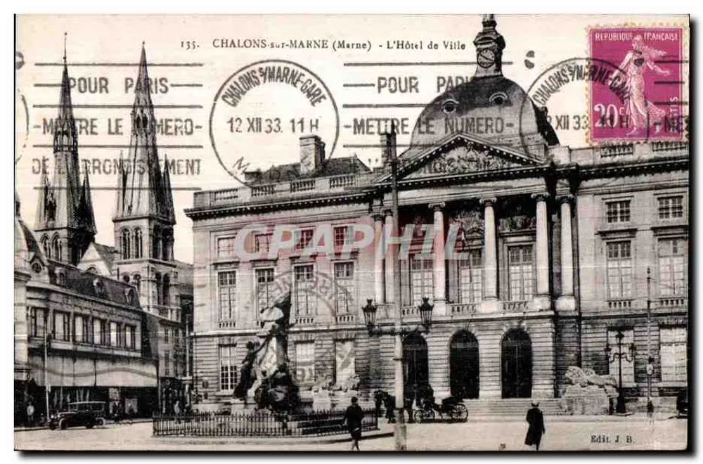 Chalons-sur-Marne — Rathaus — Verlag J. B. Nr. 135 - Vorderseite