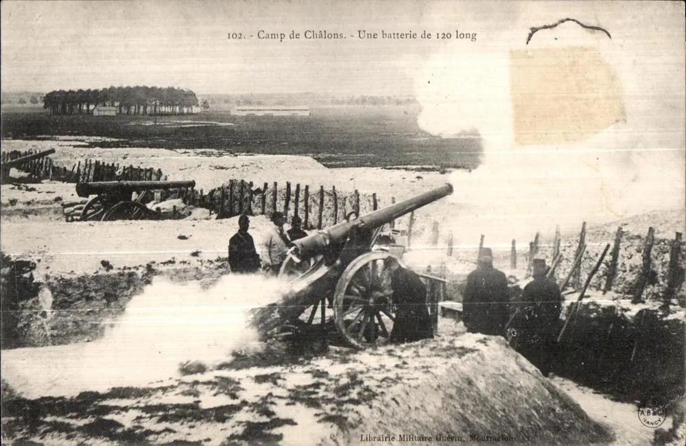 Lager von Châlons — Eine 120-Long-Batterie — Militärbuchhandlung Guérin, Mourmelon - Vorderseite