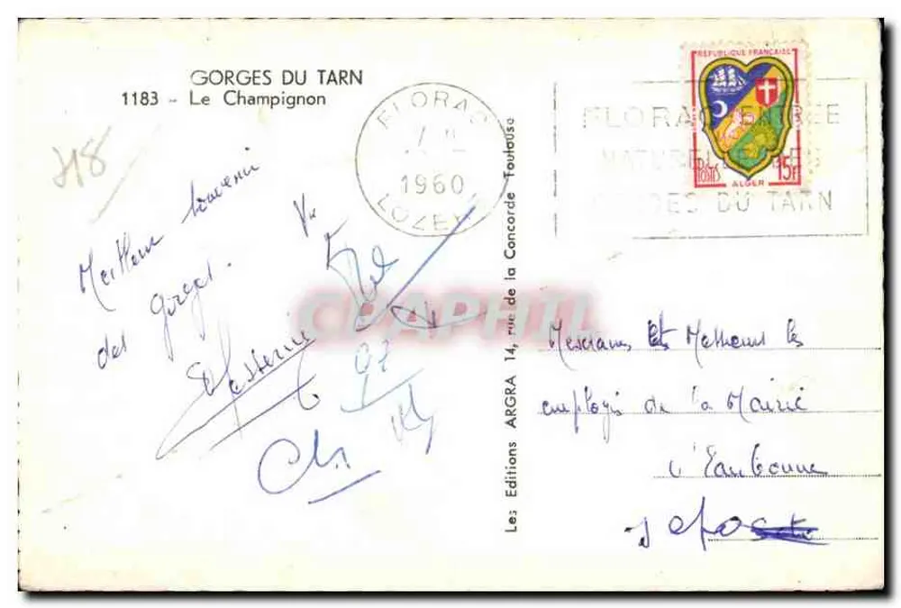 Gorges du Tarn — Le Champignon — Éditions ARGRA - Verso