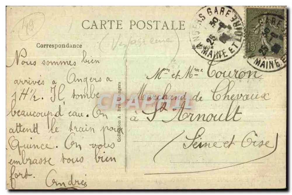 Angers — Place du Ralliement, Post- und Telegraphenamt — Éditeur LA SAYDIERE, n° 152 - Rückseite