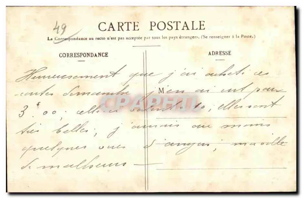 Angers - Maison Adam - Antikes Logis des 17. Jahrhunderts — Carte Dégo, Sammlung Louis Quartier - Rückseite