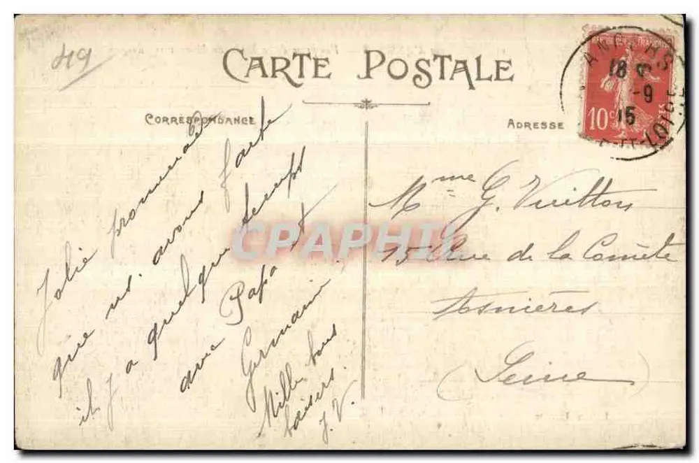 Umgebung von ANGERS — Ansicht vom Roche de Murs in Richtung Érigné — n° 154 - Rückseite