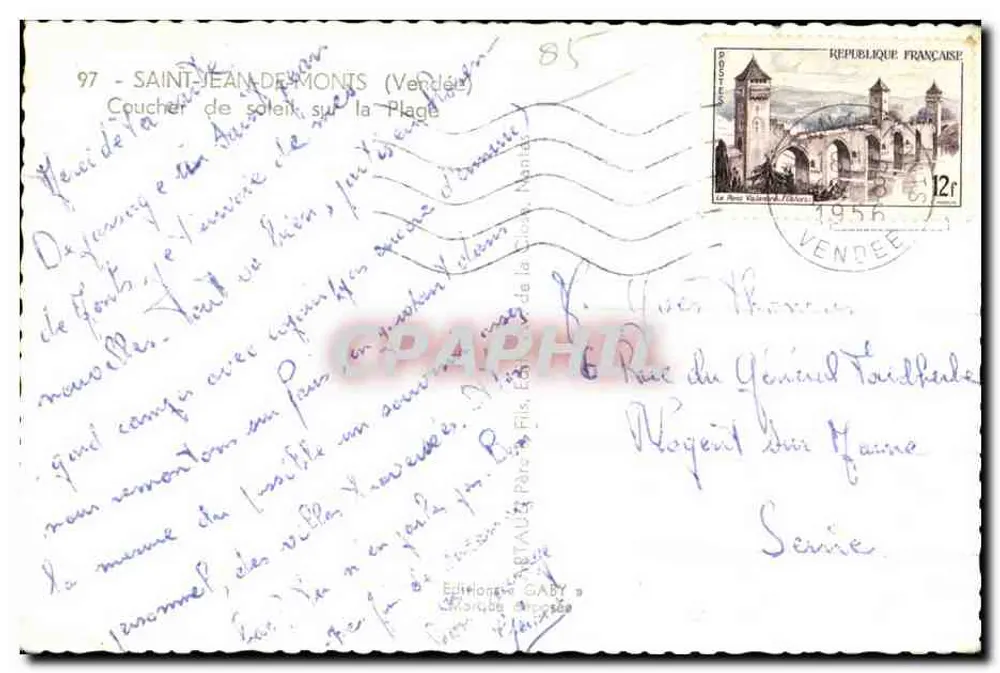 सूर्यास्त समुद्र तट पर — सेंट-जॉन-डे-मॉंट्स (वेंडे) — गैबी के संस्करण, श्रृंखला 97 - पीछे