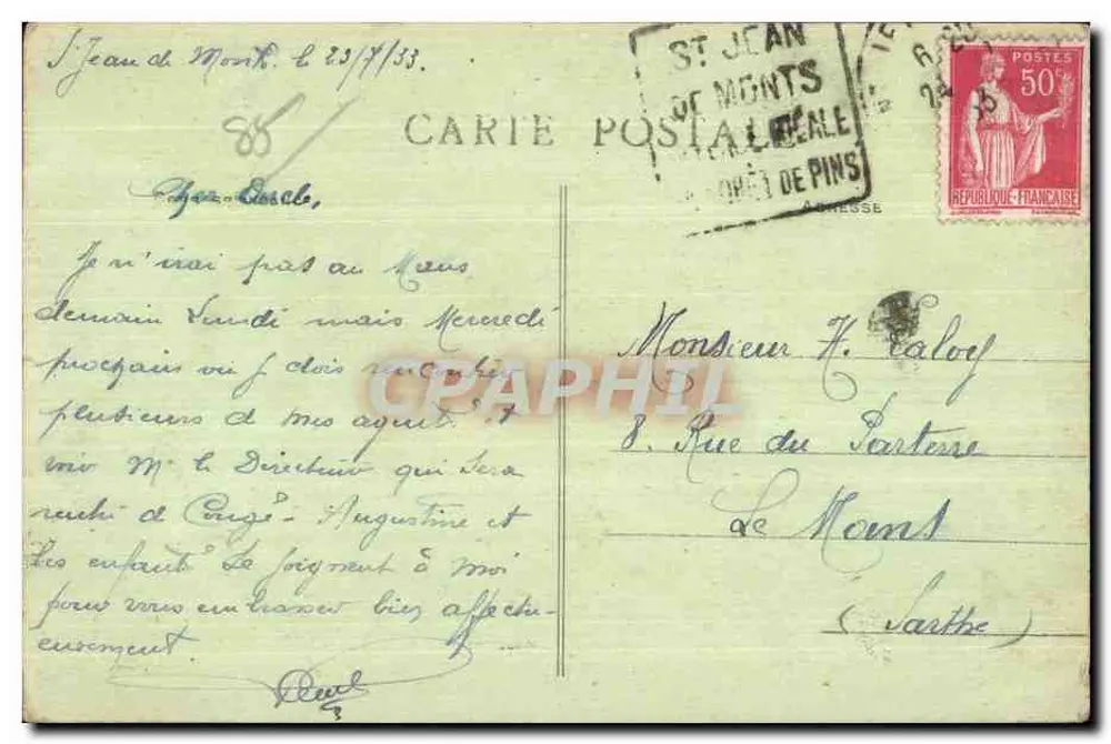 Saint-Jean-de-Monts — Nadelwald mit Chapelle Martel — Sammlung Callo - Rückseite