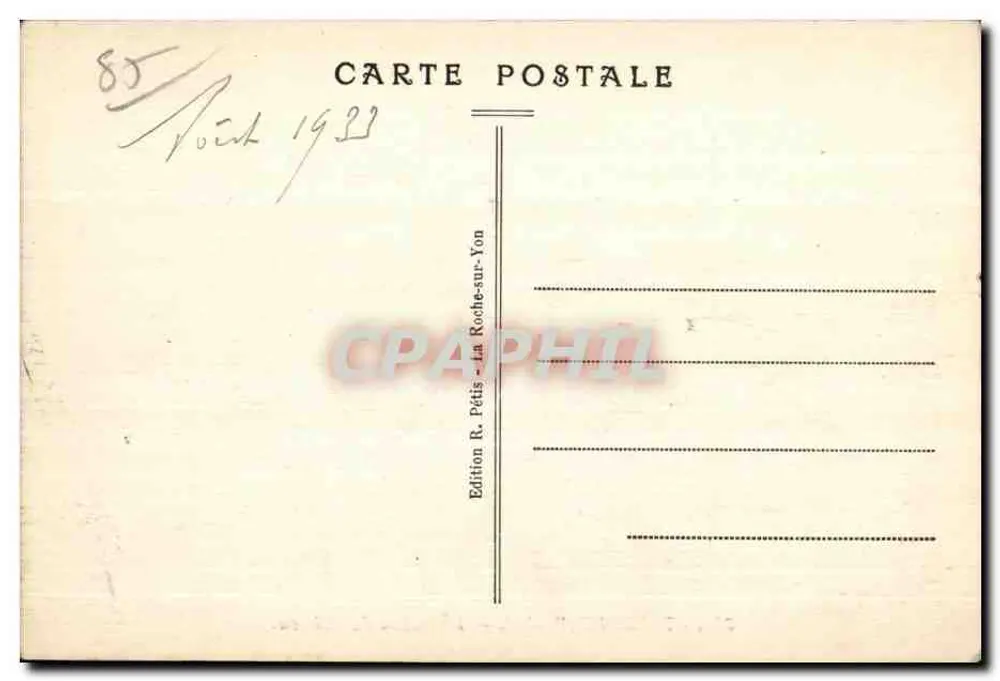 Talmont (Vendée) — As ruínas do Castelo — Edição R. Pétis, La Roche-sur-Yon - Verso