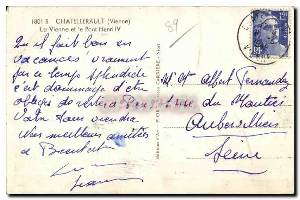 Châtellerault — La Vienne et le Pont Henri IV — Éditions d'Art Flor - Rückseite