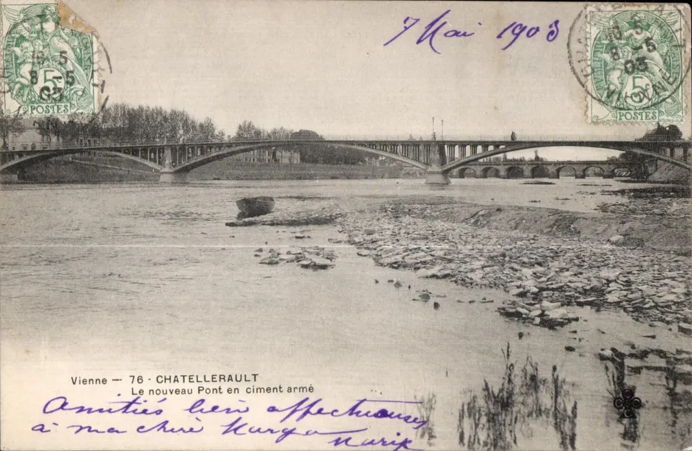 Châtellerault — O novo Ponte em concreto armado — Vienne 76 - Frente
