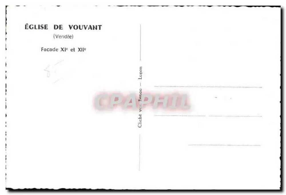 Chiesa di Vouvant — Facciata XI e XII — Cliché von Emoo - Luçon - Verso