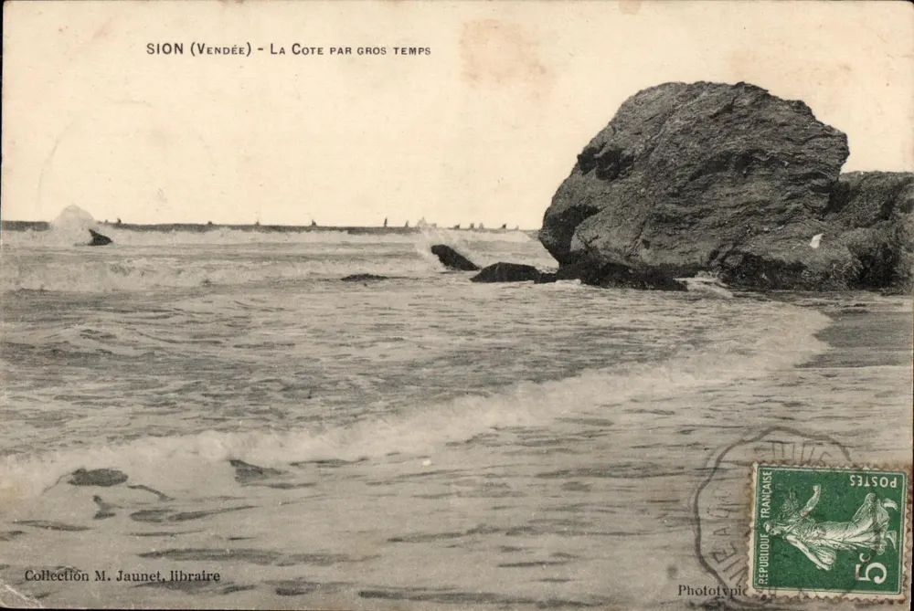 Sion (Vendée) - A Costa em tempo forte — Phototypie Française, número de série não visível - Frente