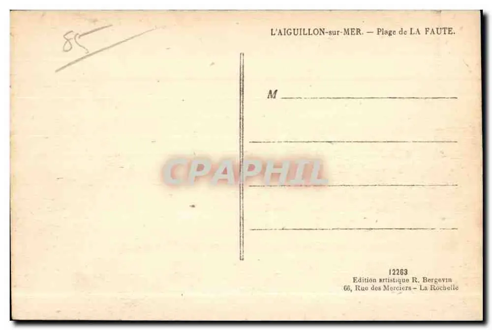 L'AIGUILLON-sur-MER — Strand van de Faute — Artistieke uitgave R. Bergevin - Achterkant